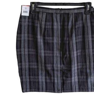NWT!! Dockers Mini Plaid Pencil Skirt Black/Grey